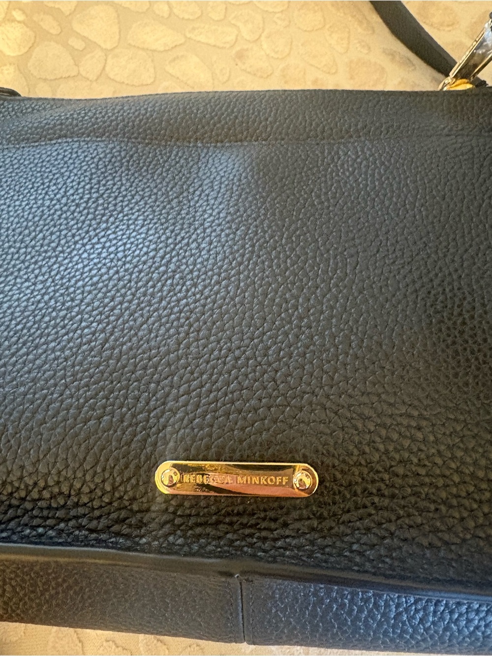 Rebecca Minkoff Black Leather Shoulder Bag with Gold Hardware - Picture 3 of 8